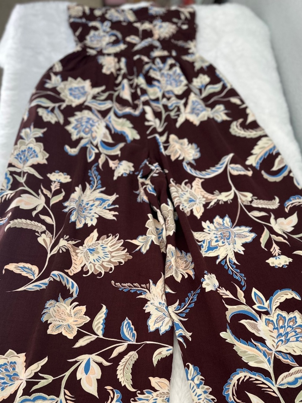 🤎 Patrons of Peace Floral Smocked Wide-Leg Jumpsuit – Dream Brown – Size Small - Picture 4 of 11